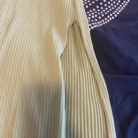 Mint Green Spaghetti Strap Ribbed Dress - Midi with slit - Picture 2 of 4